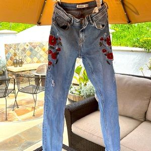Jeans with embroider flowers beautiful